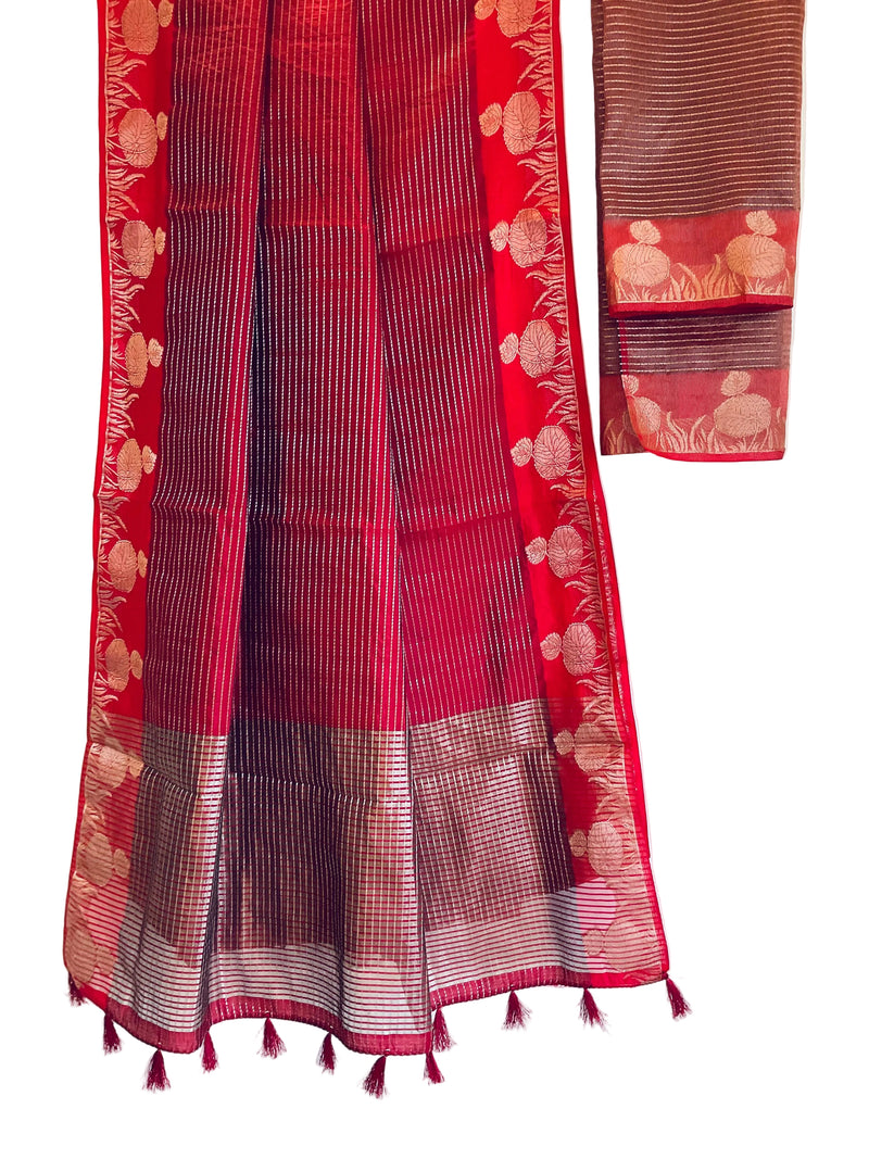 Crimson Red Silk Saree