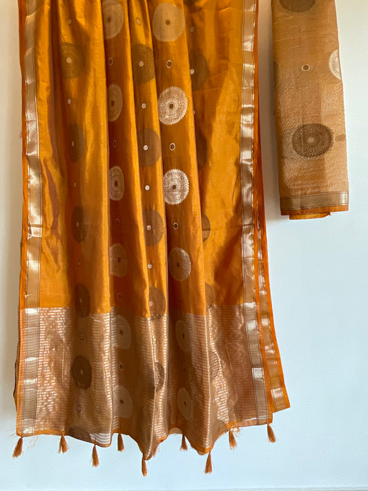 Mustard Yellow Soft Silk Saree