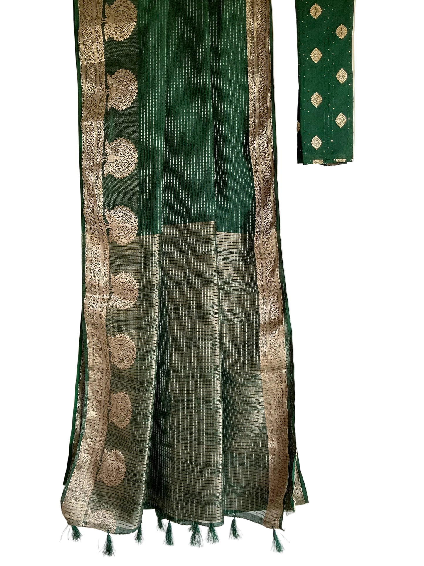 Bottle Green Tissue Silk Saree