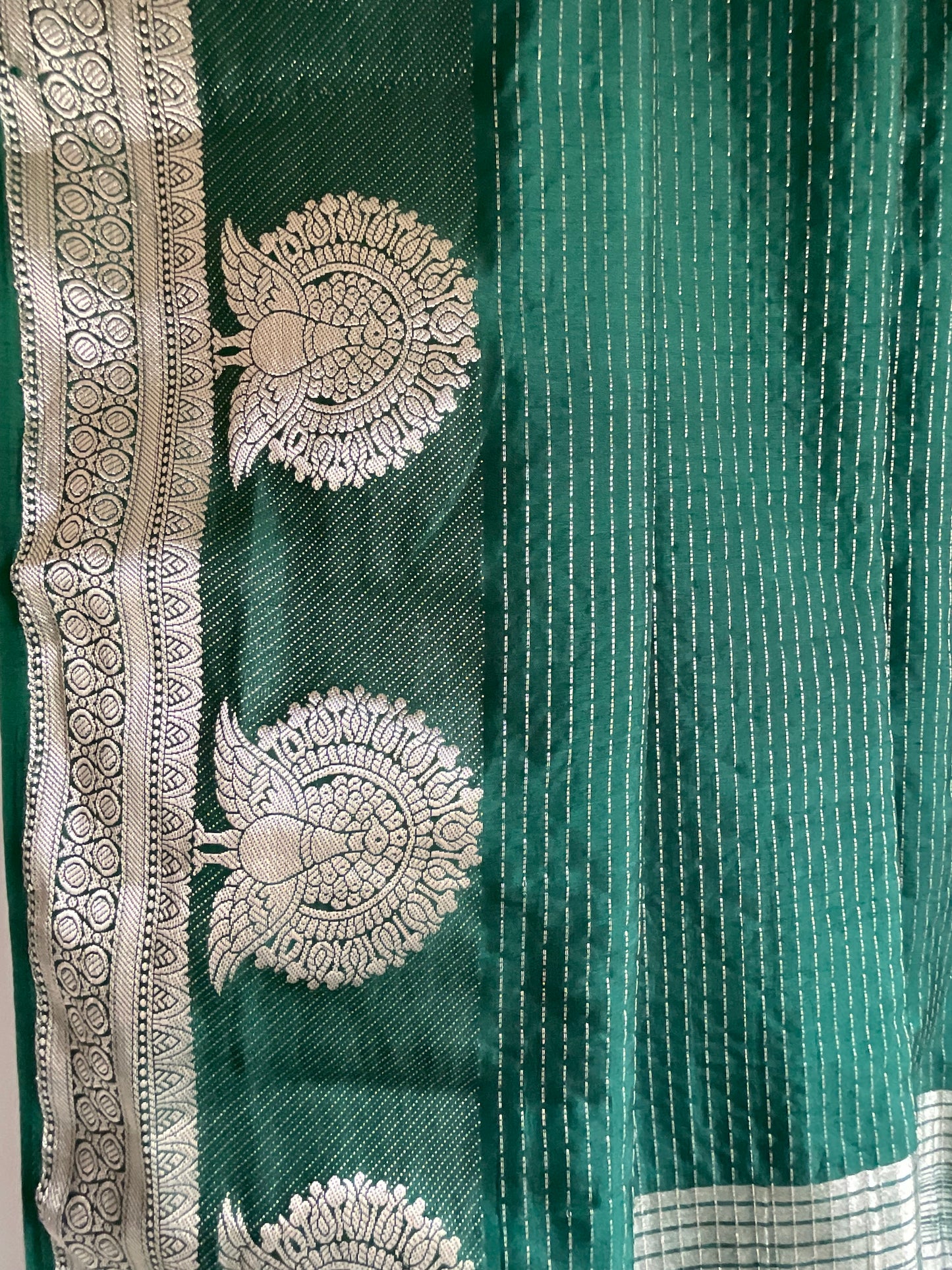Bottle Green Tissue Silk Saree
