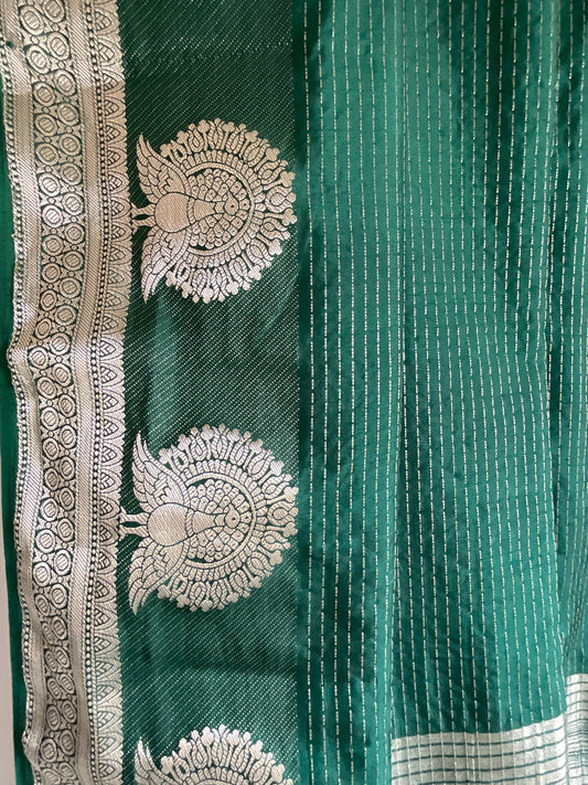Bottle Green Tissue Silk Saree