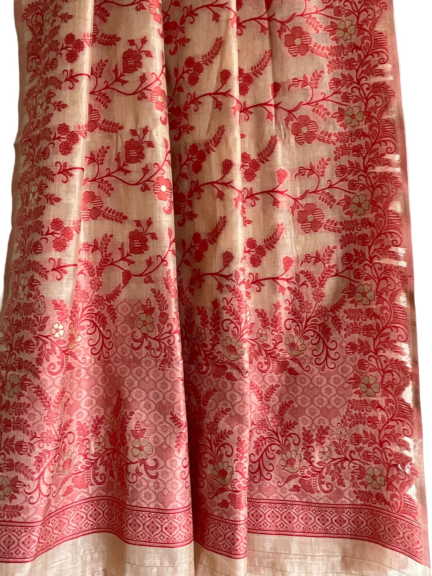 Red Jamdani Cotton Saree