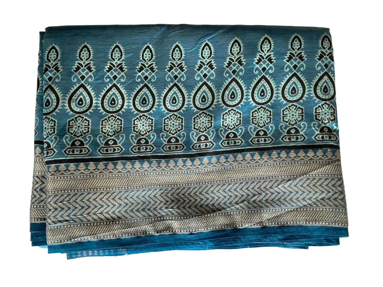 Teal Blue Silk Saree