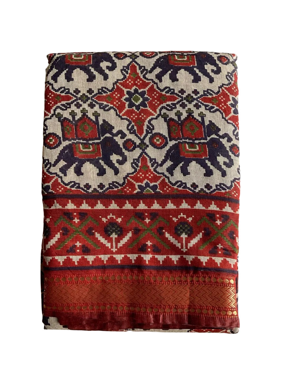 Orange Ajrakh Cotton Saree