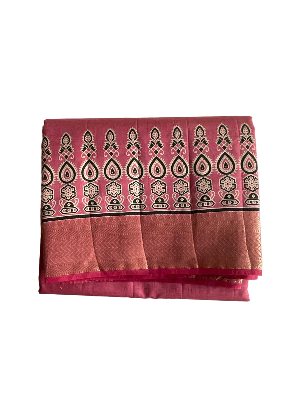 Pink Saree with Mandala Motifs