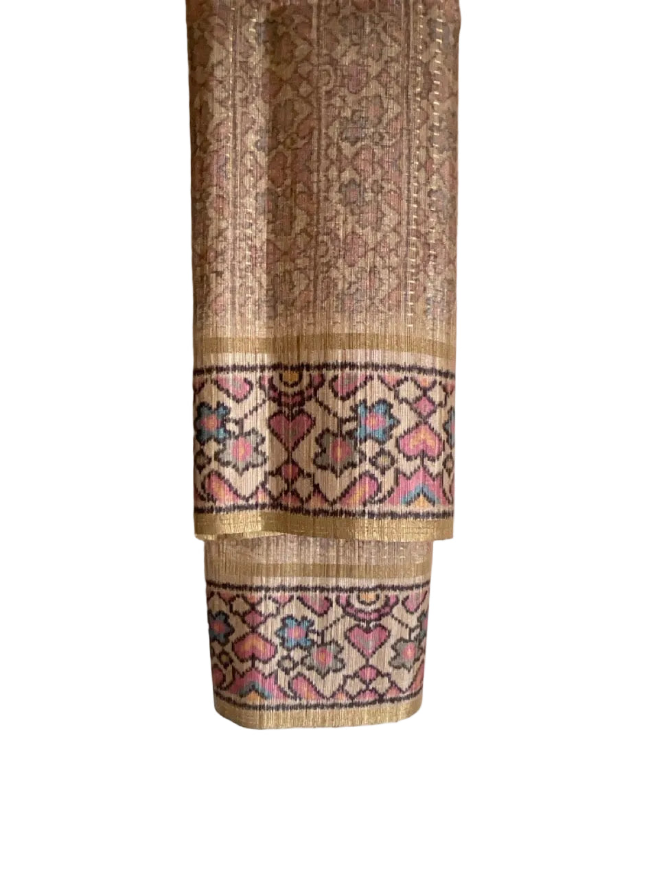 Black Soft Tussar Silk Saree with Ikat Floral Pallu