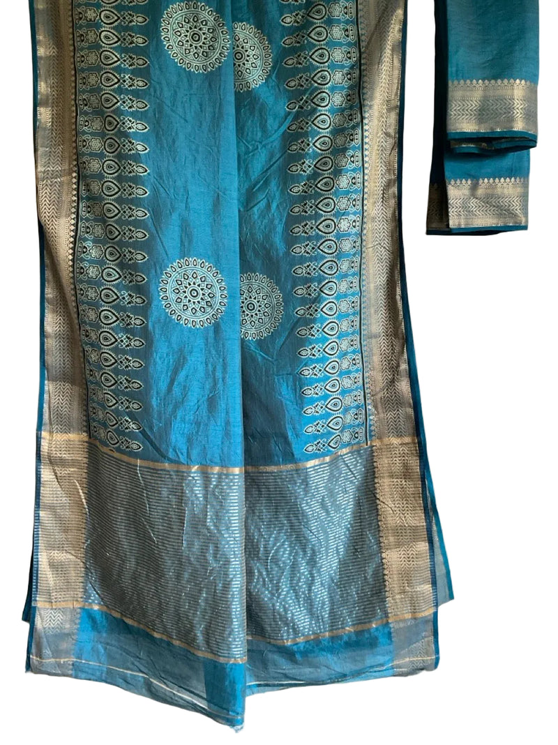 Teal Blue Silk Saree