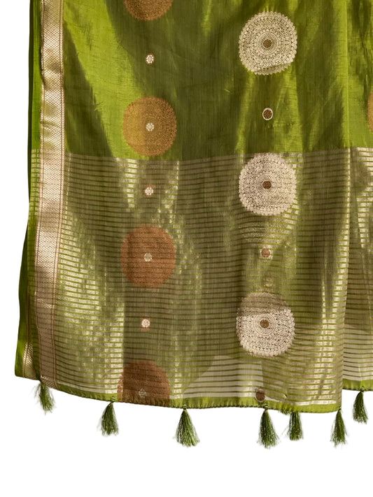 Olive Green Soft Silk Saree