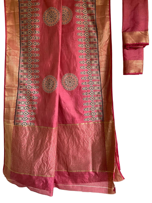 Pink Saree with Mandala Motifs