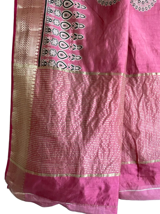 Pink Saree with Mandala Motifs