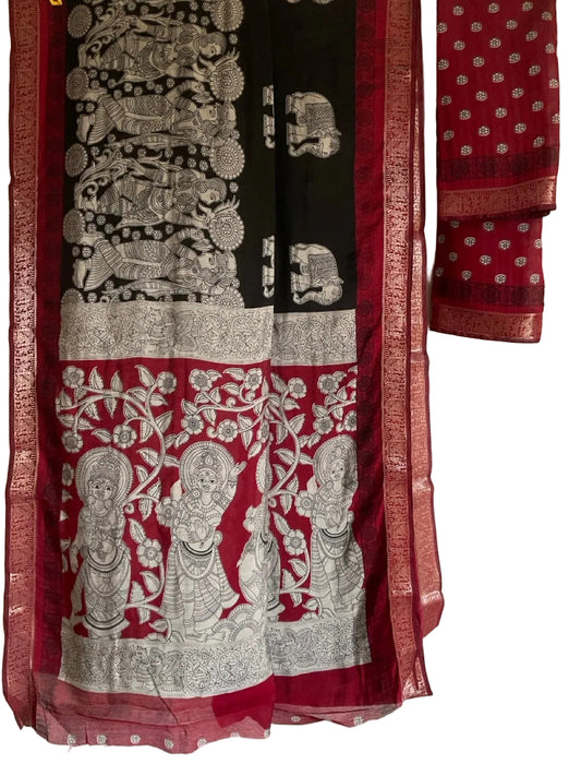 Black Kalamkari Saree