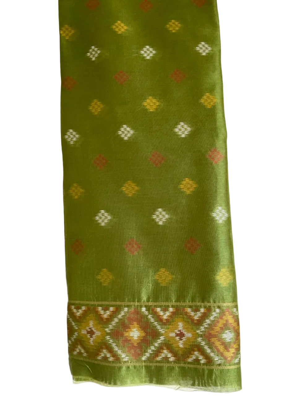 Yellow Patola Silk Saree with Green