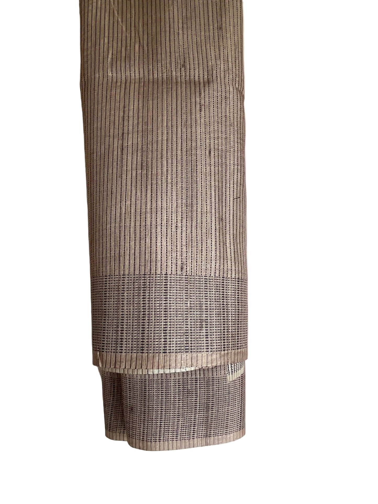 Purple Tussar Silk Saree with Natural Beige Pallu & Temple Border