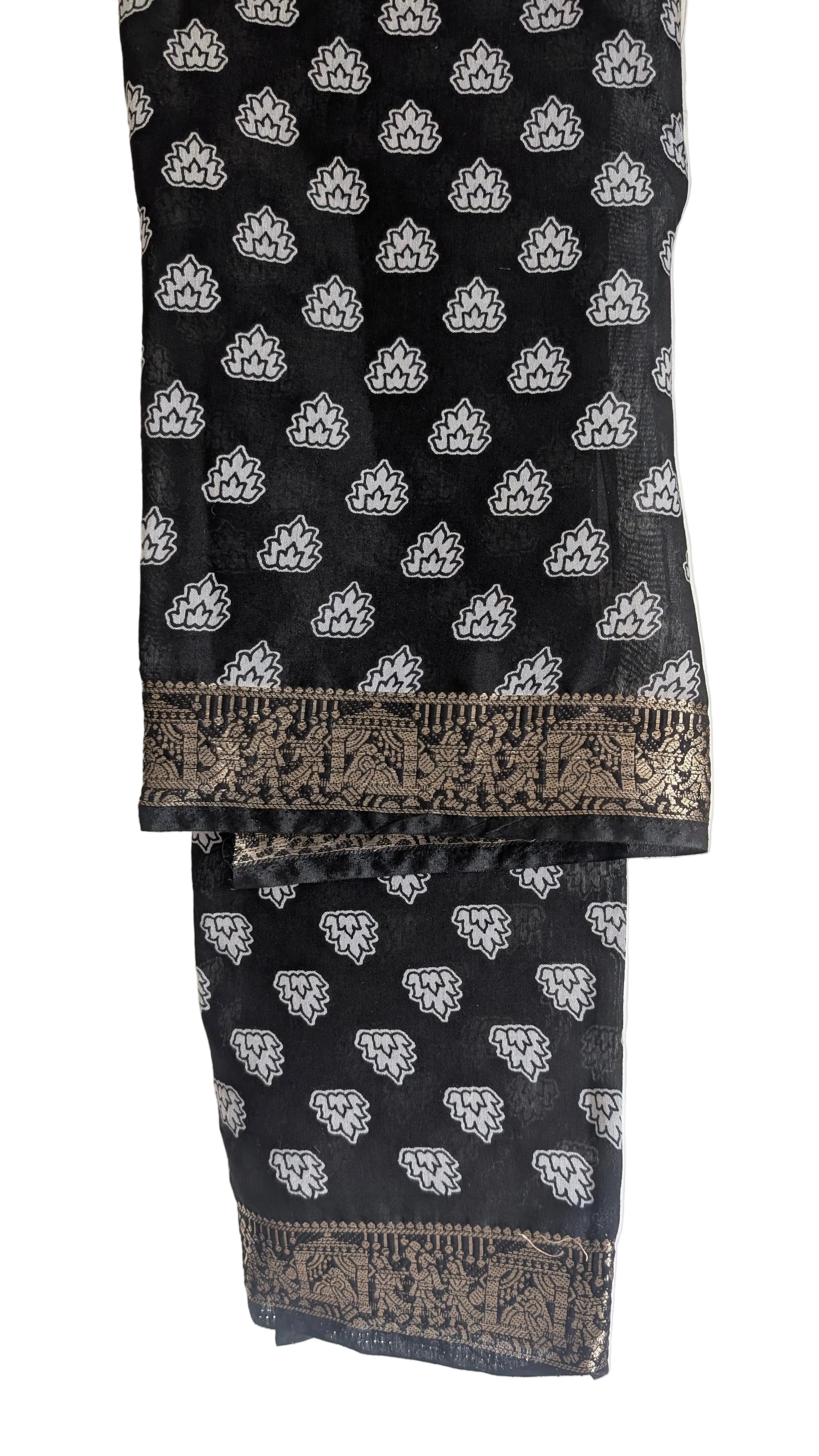 Red Kalamkari Saree with Indian Mythology & Black Bridal Border