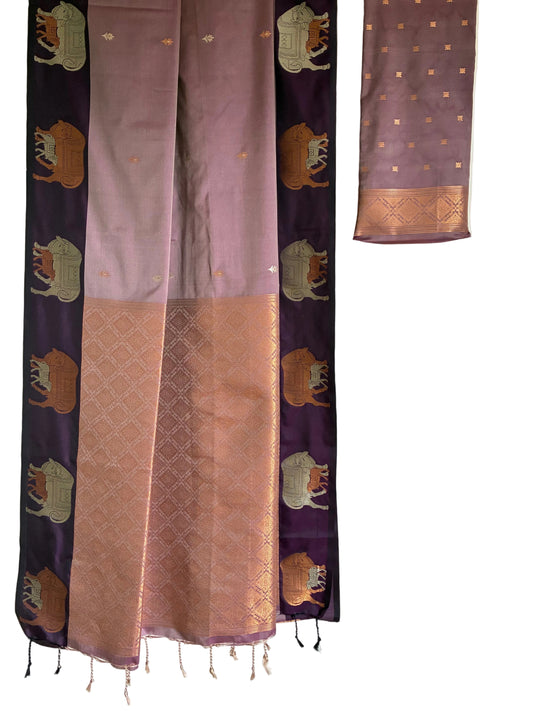 Copper ZARI kamdhenu motif aariyaa saree