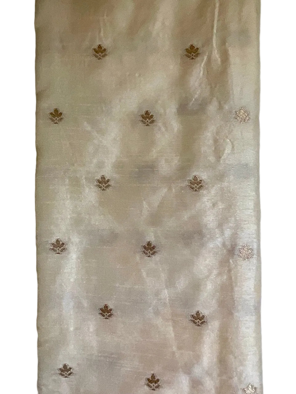 White Gold Tissue Silk Saree with Zari Butta Motifs