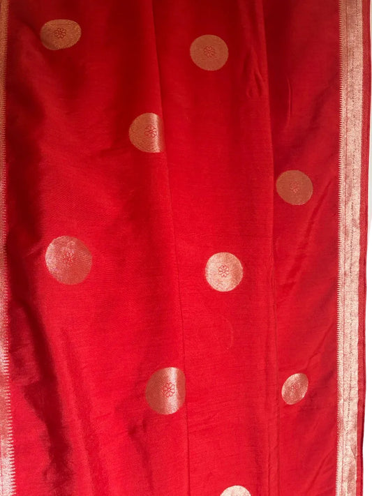 Orange Viscose Silk Saree