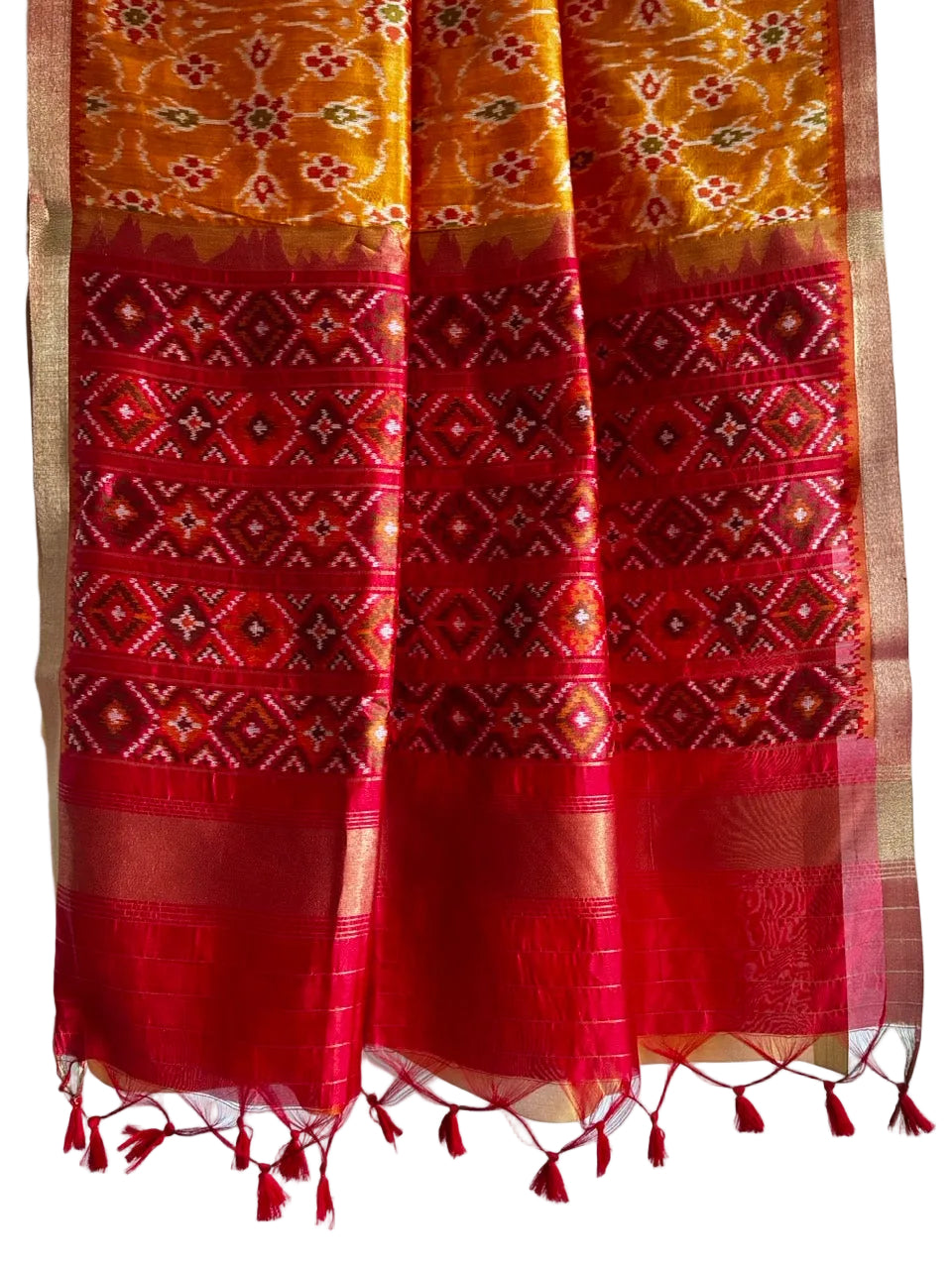 Orange and Red Patola Saree