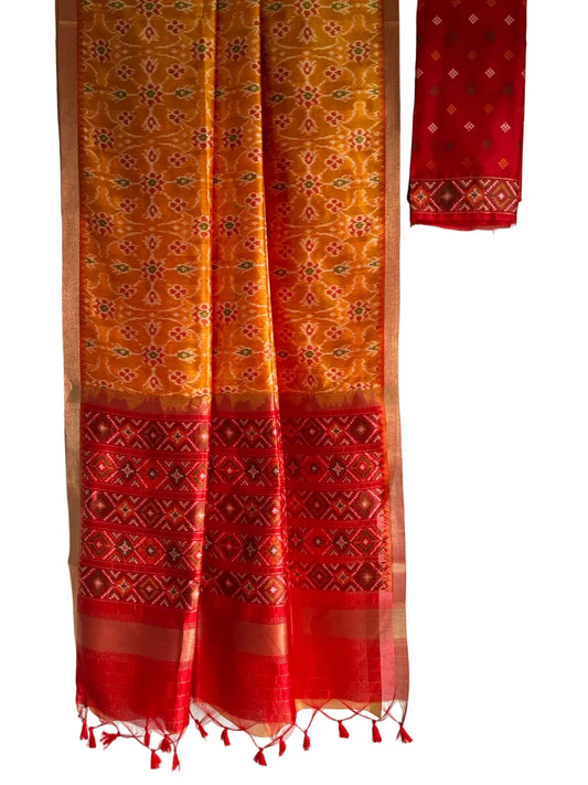 Orange and Red Patola Saree