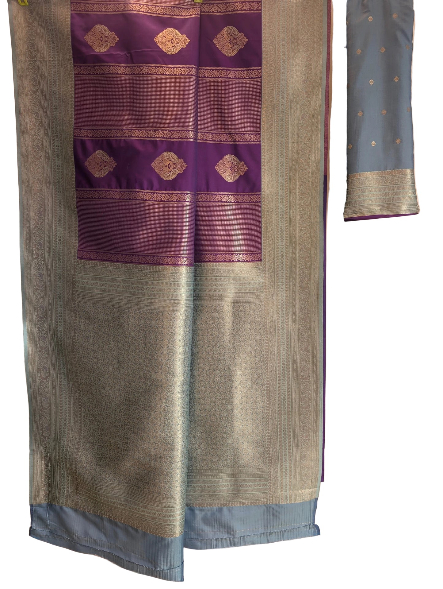 Purple & Sea Blue Soft Silk Saree