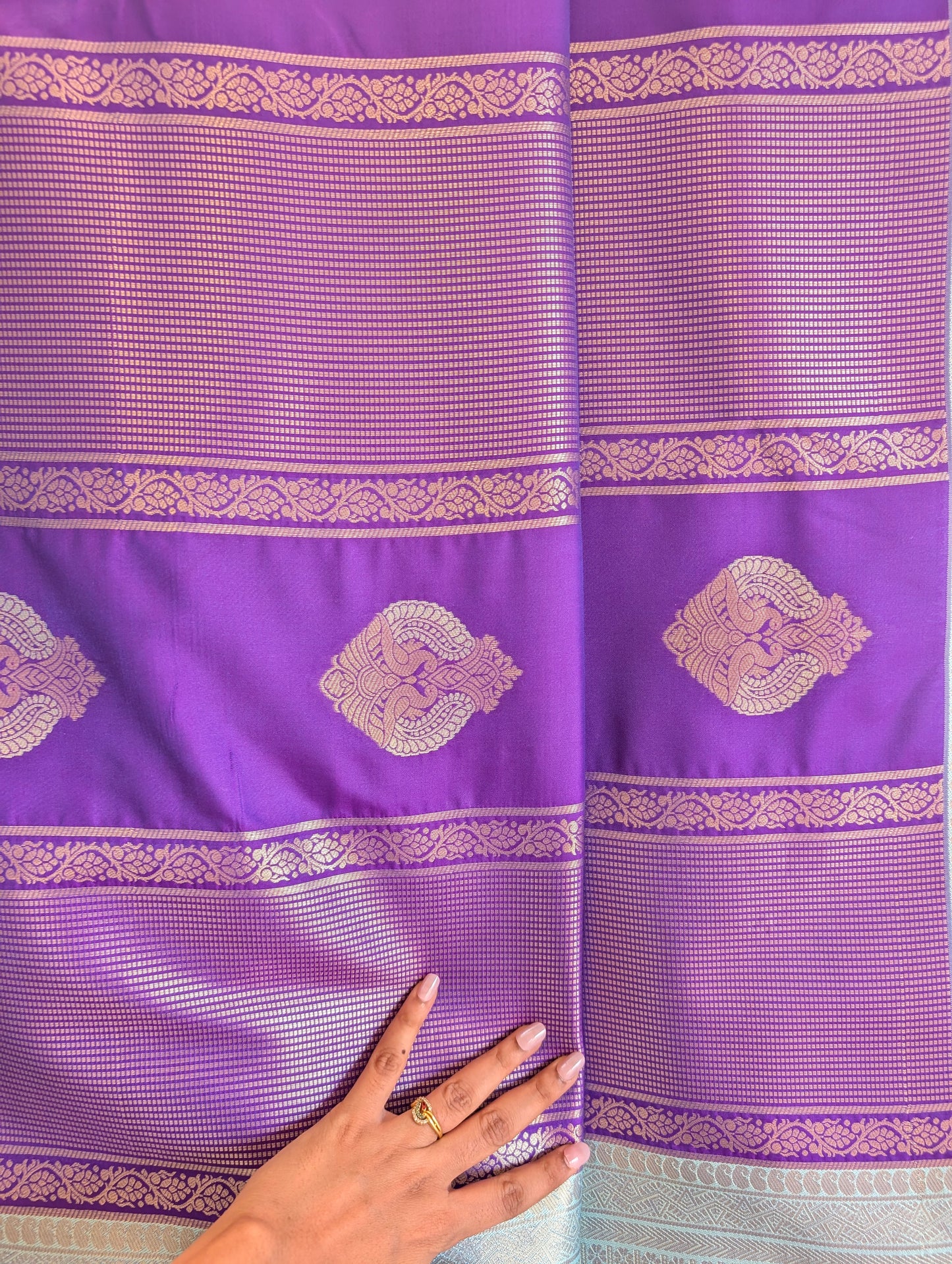 Purple & Sea Blue Soft Silk Saree