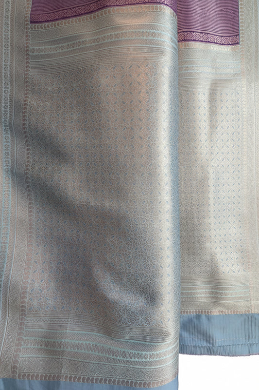 Purple & Sea Blue Soft Silk Saree