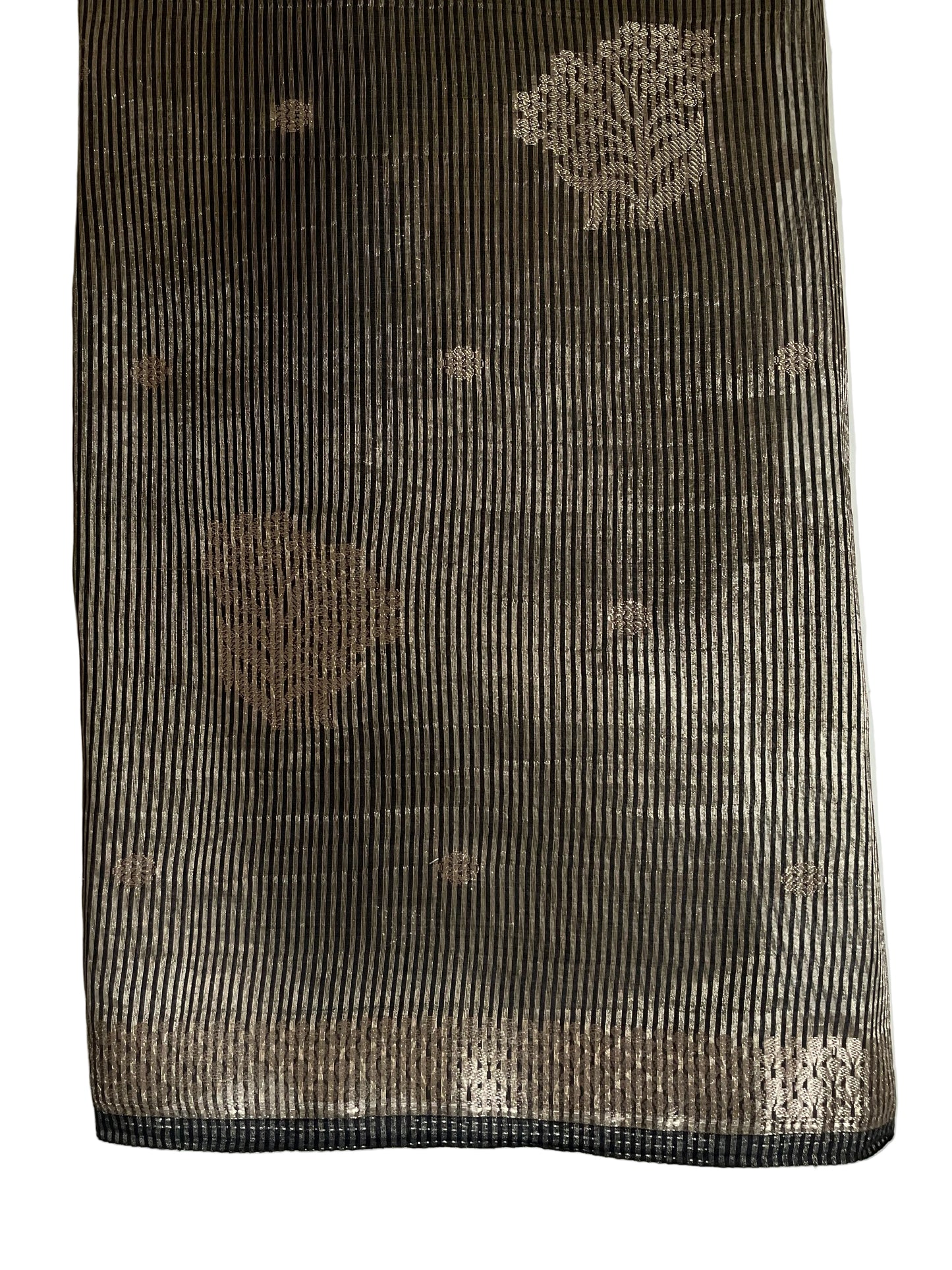 Black Saree with Brocade Border & Buti Weave