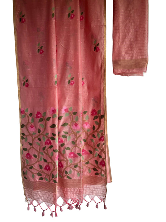 Pink Floral Jamdani Saree