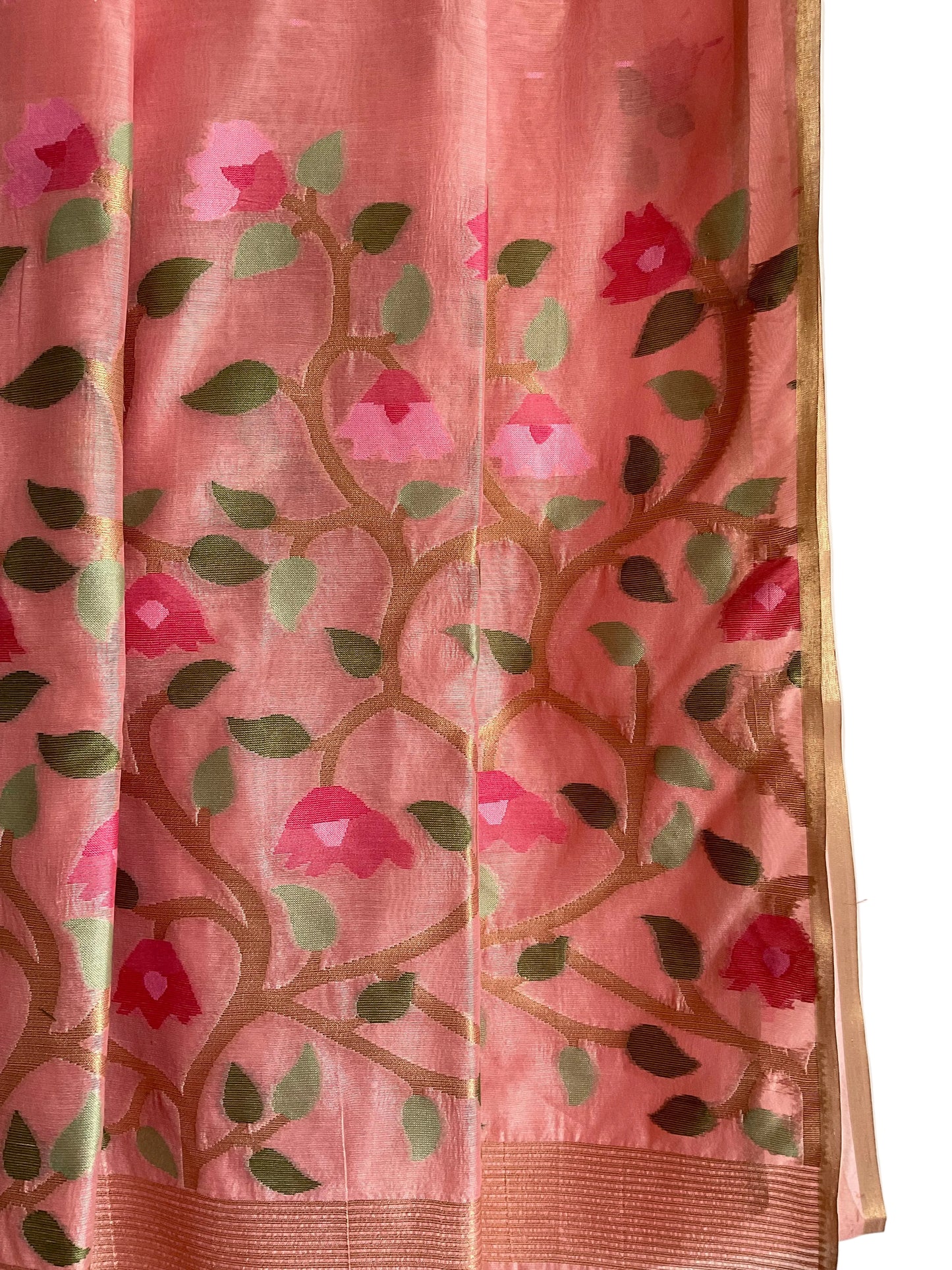 Pink Floral Jamdani Saree