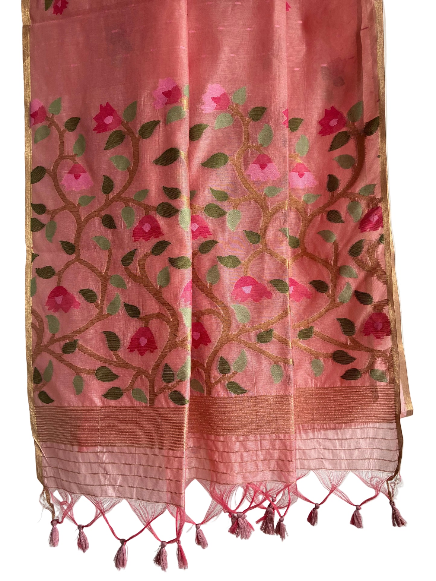 Pink Floral Jamdani Saree