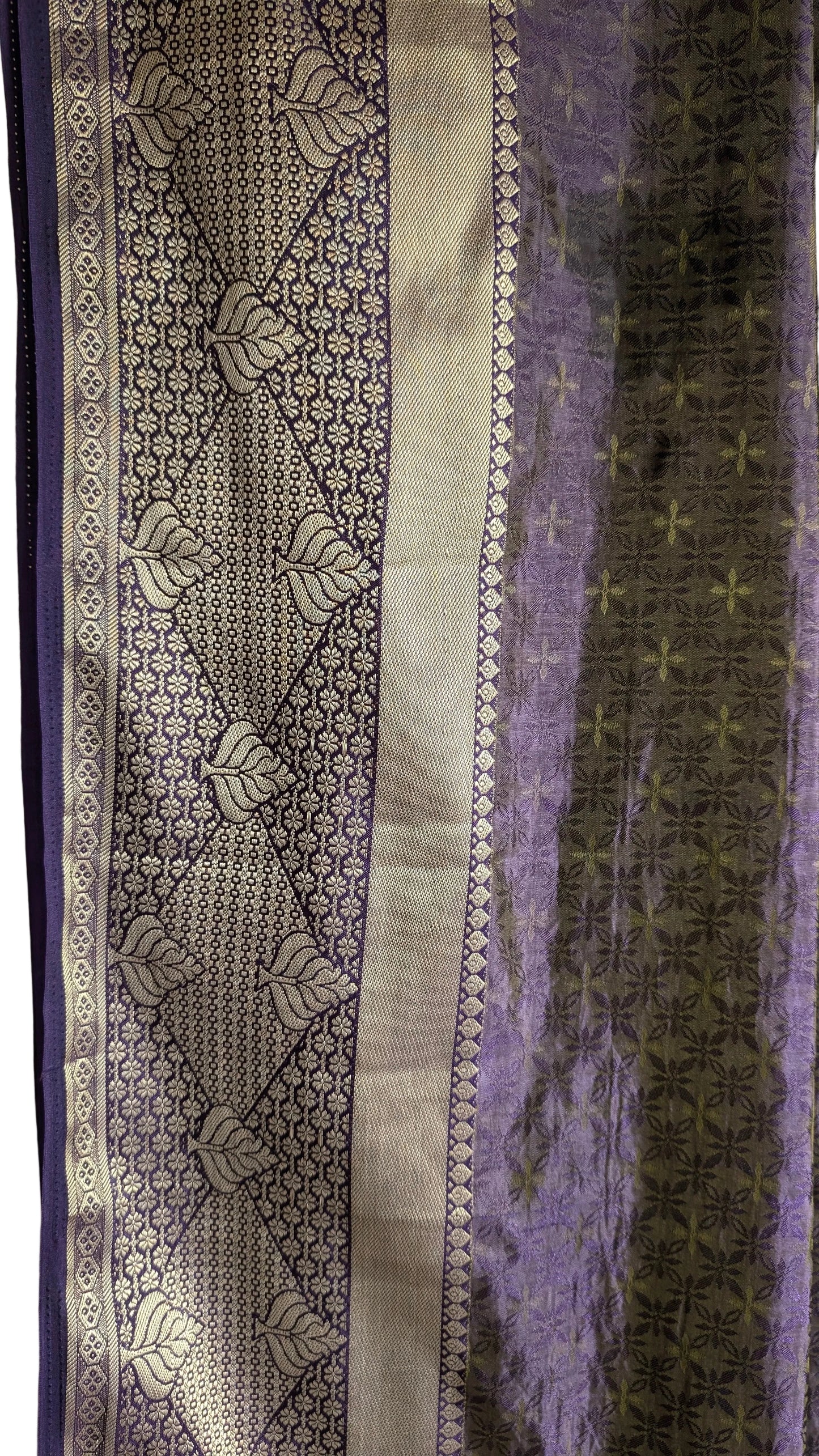 Purple Tissue Silk Saree with Silver Zari Border
