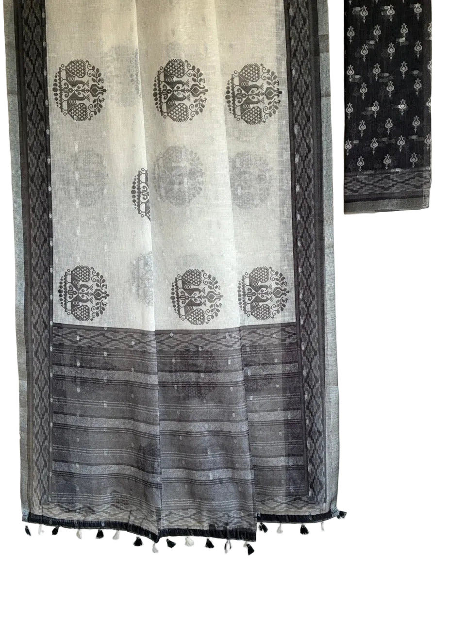 lightweight kota doria saree white and black - aariyaa saree