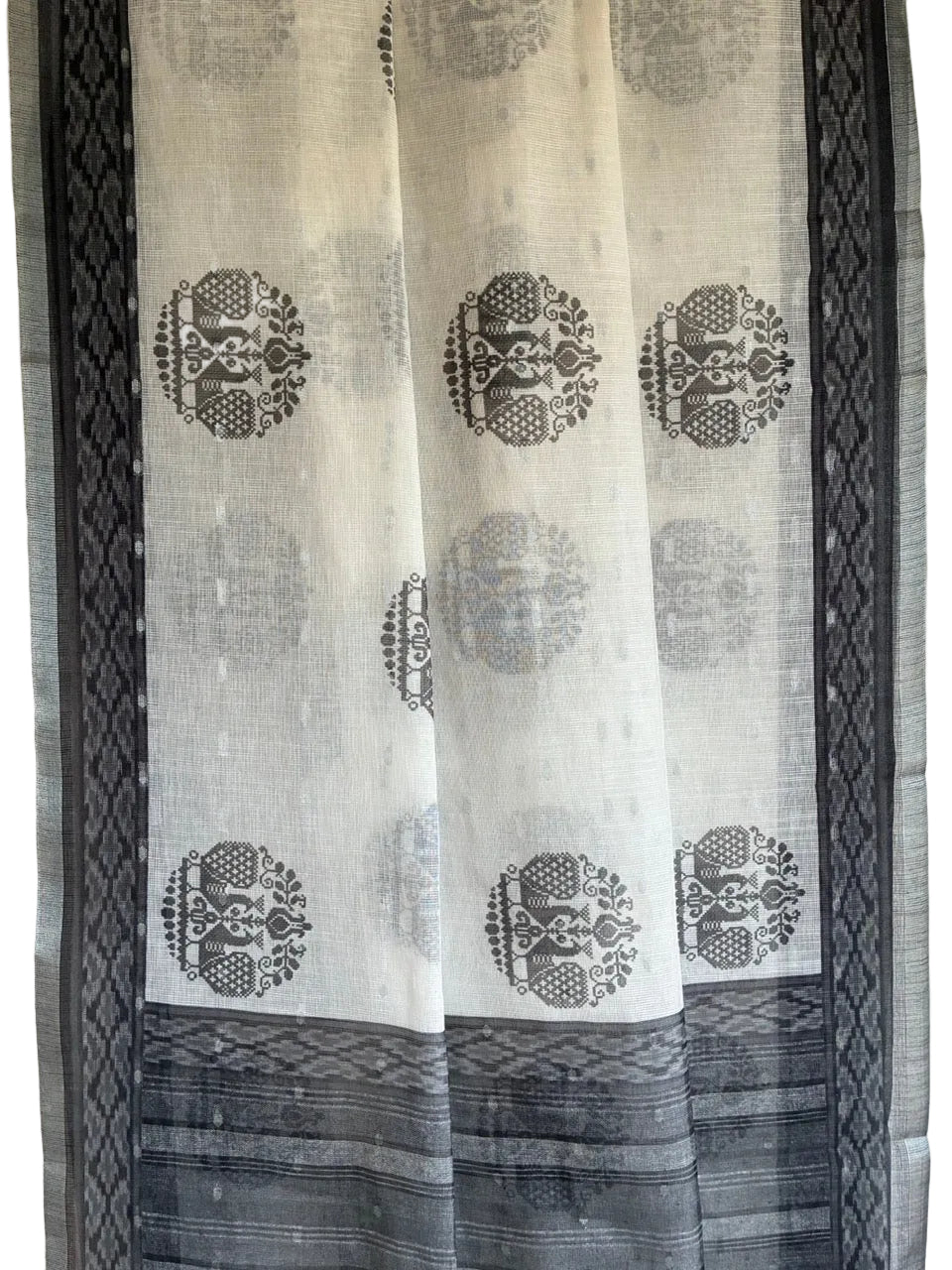 lightweight kota doria saree white and black - aariyaa saree