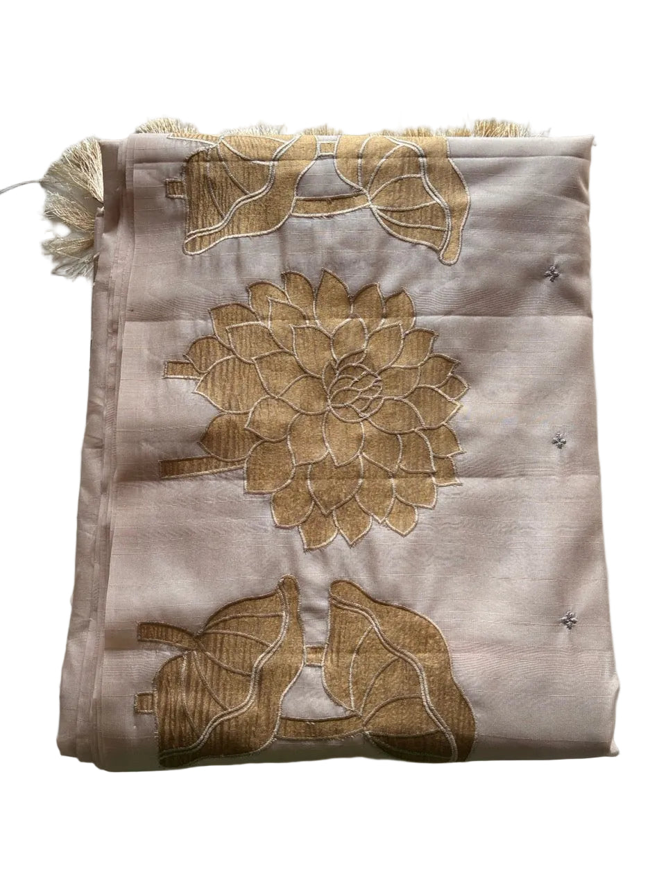 appliqué ivory white and gold aariyaa saree