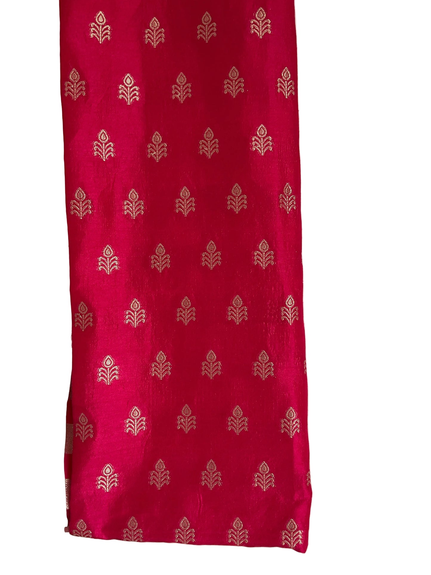 Deep Wine / Purple Tissue Silk Saree with Elephant Border & Contrast Red Blouse
