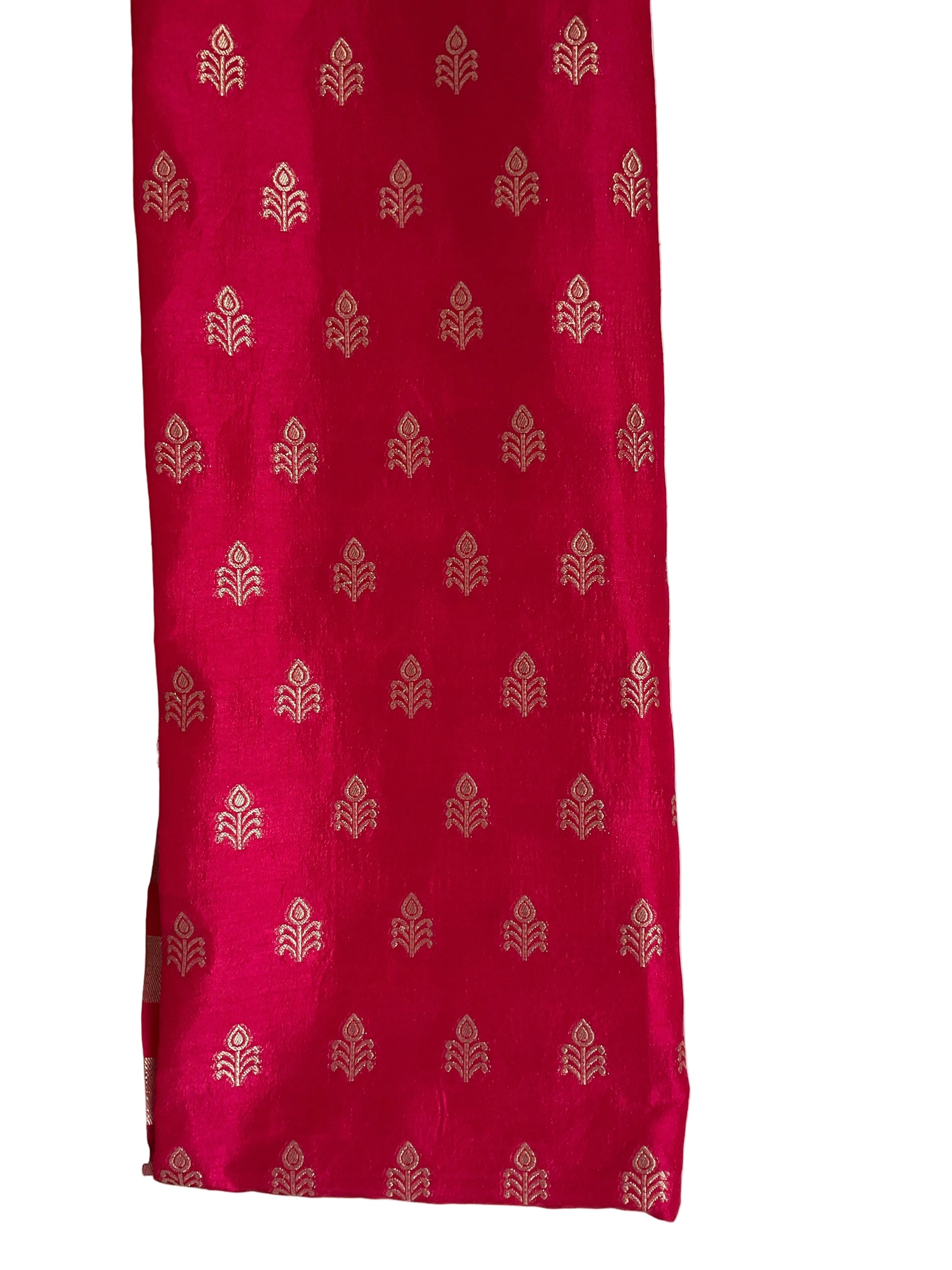 Deep Wine / Purple Tissue Silk Saree with Elephant Border & Contrast Red Blouse
