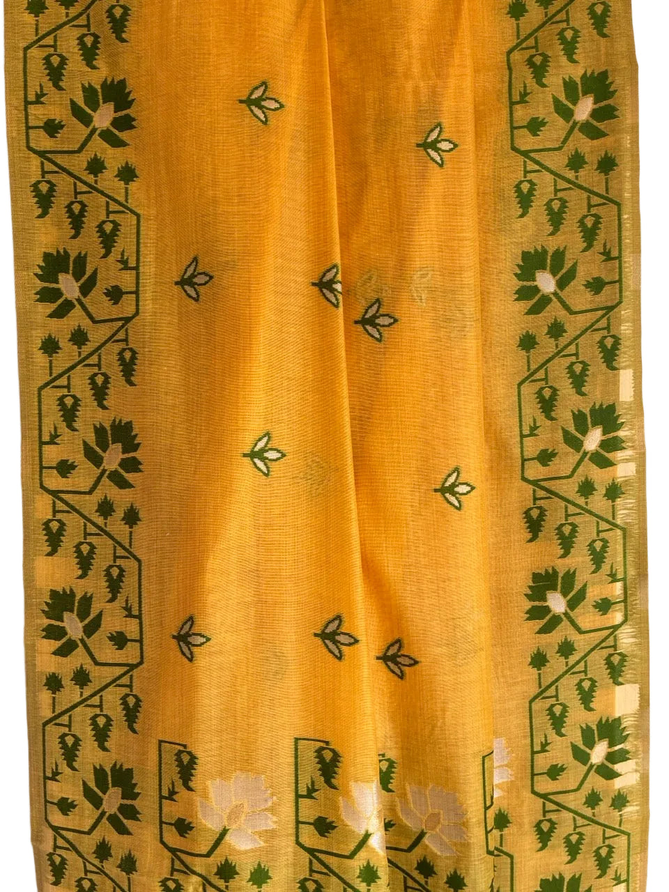 Yellow Cotton Silk Saree