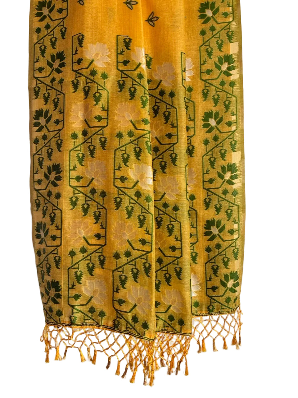 Yellow Cotton Silk Saree