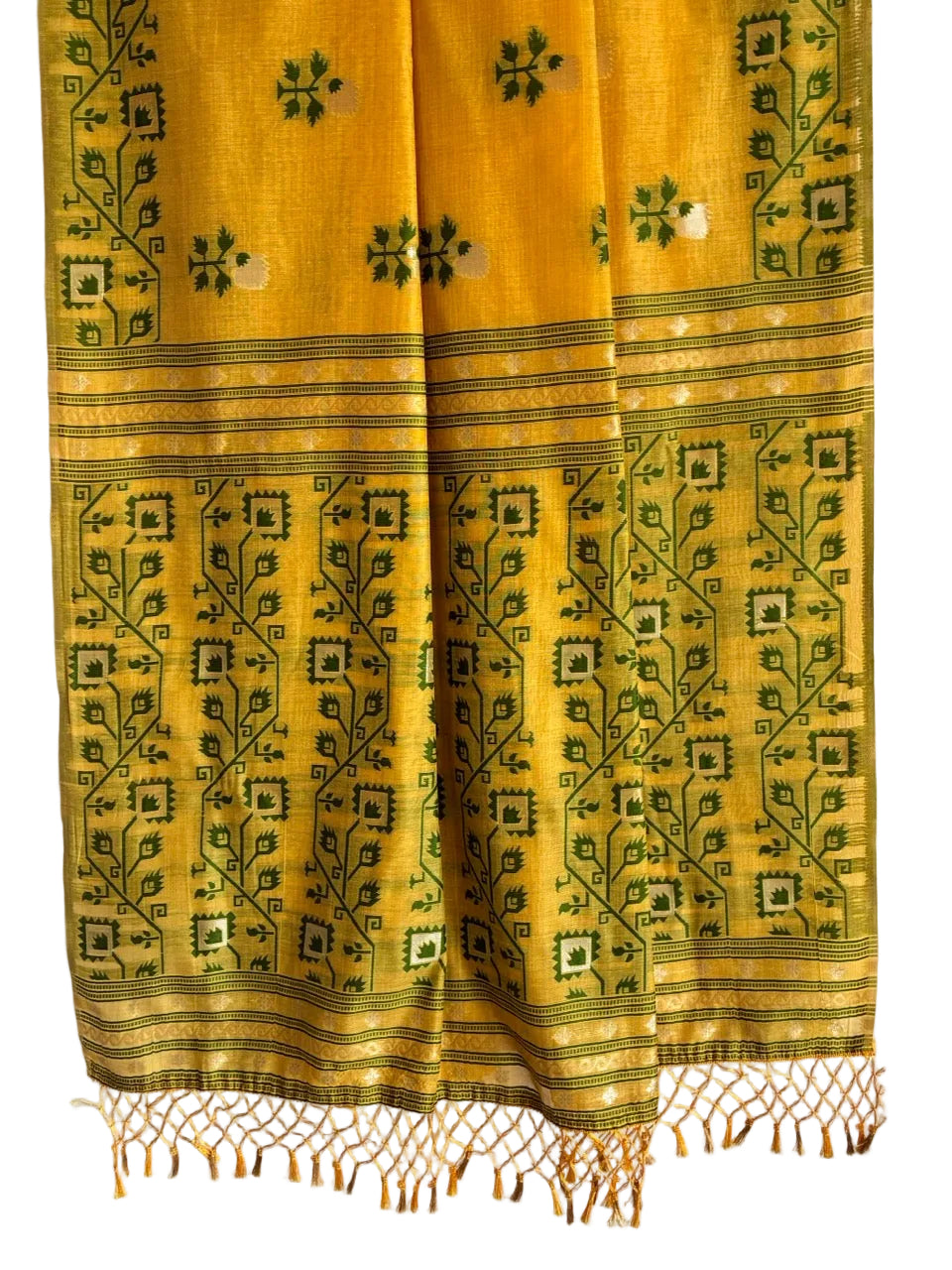 bright yellow green woven aariyaa saree
