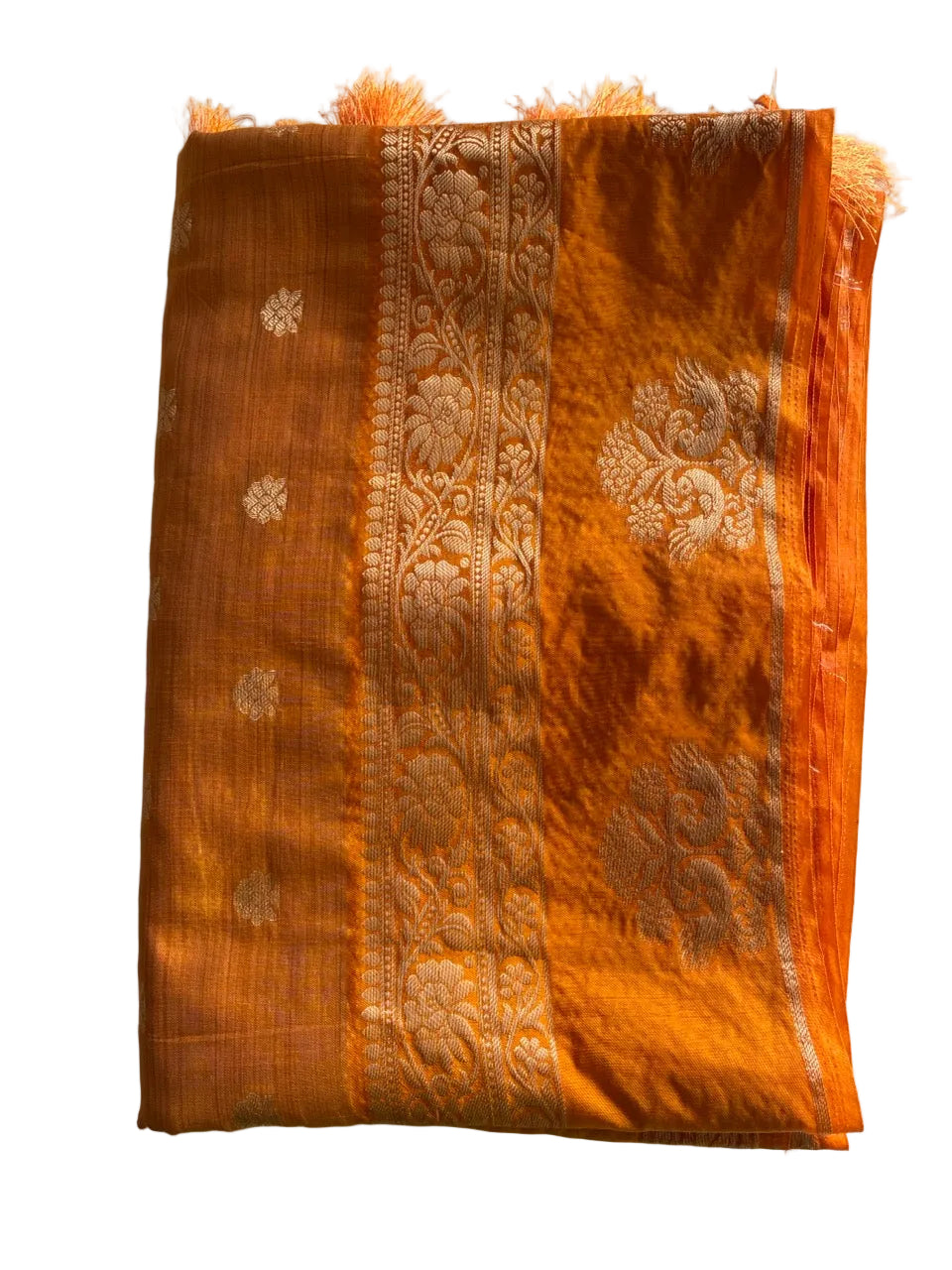golden yellow aariyaa saree with buttas