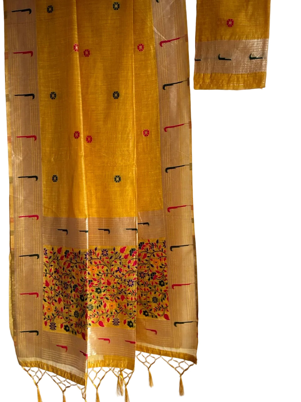Yellow Paithani Multicolor Saree