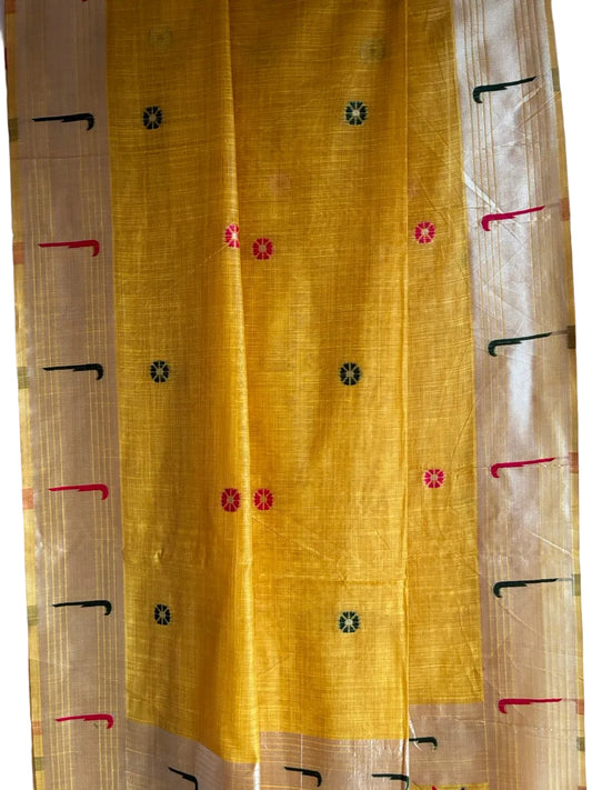 Yellow Paithani Multicolor Saree