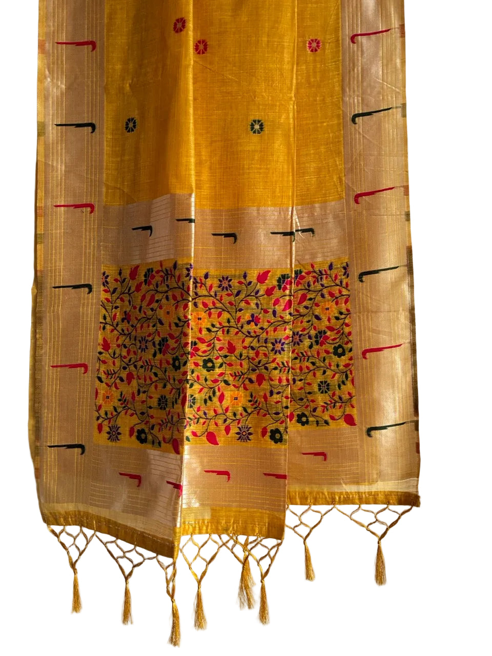 Yellow Paithani Multicolor Saree