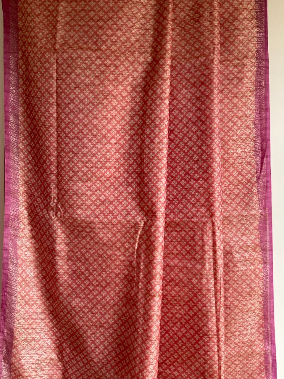 Pink Jacquard Tissue Silk Saree with Zari Border