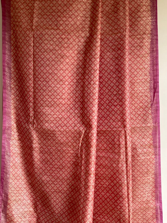 Pink Jacquard Tissue Silk Saree with Zari Border