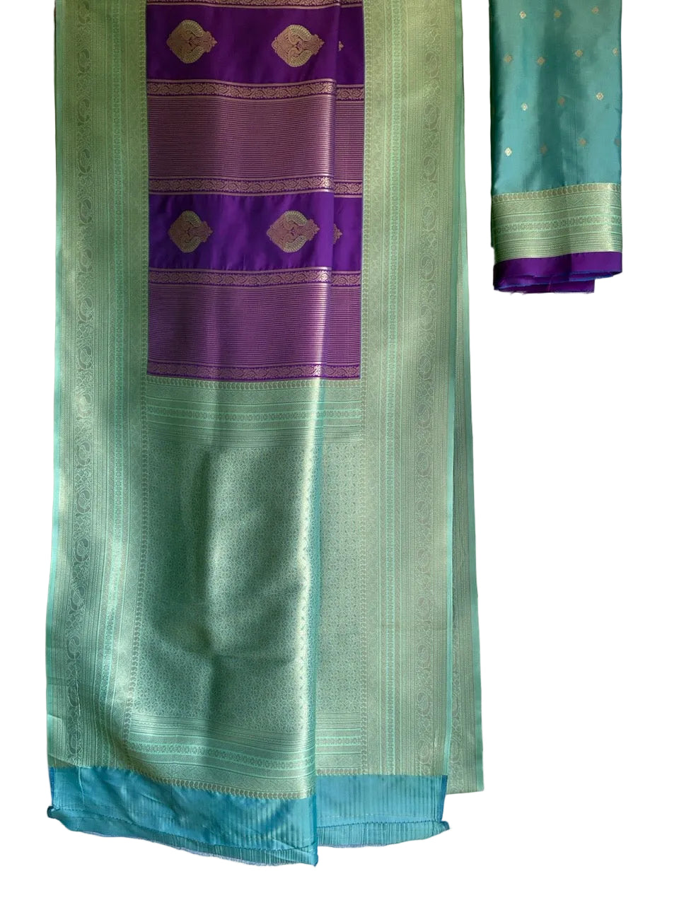 Purple & Sea Blue Soft Silk Saree