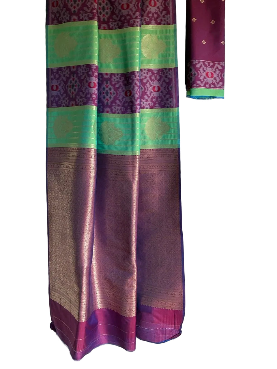 Neon Green and Purple aariyaa Saree