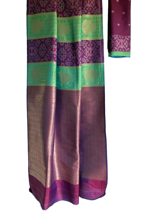 Neon Green and Purple aariyaa Saree