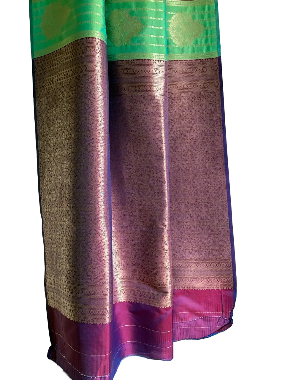 Neon Green and Purple aariyaa Saree