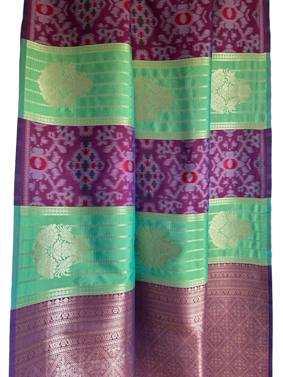 Neon Green and Purple aariyaa Saree